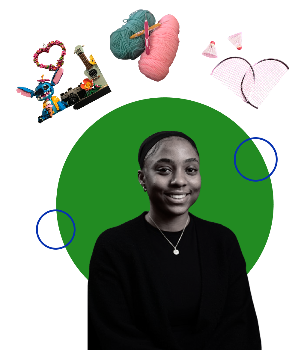 About picture of Shariya, showing tech and hobbies